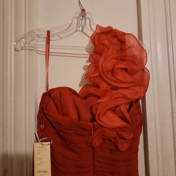 May Queen Red Ruffle One Shoulder Dress - Picture 4 of 8
